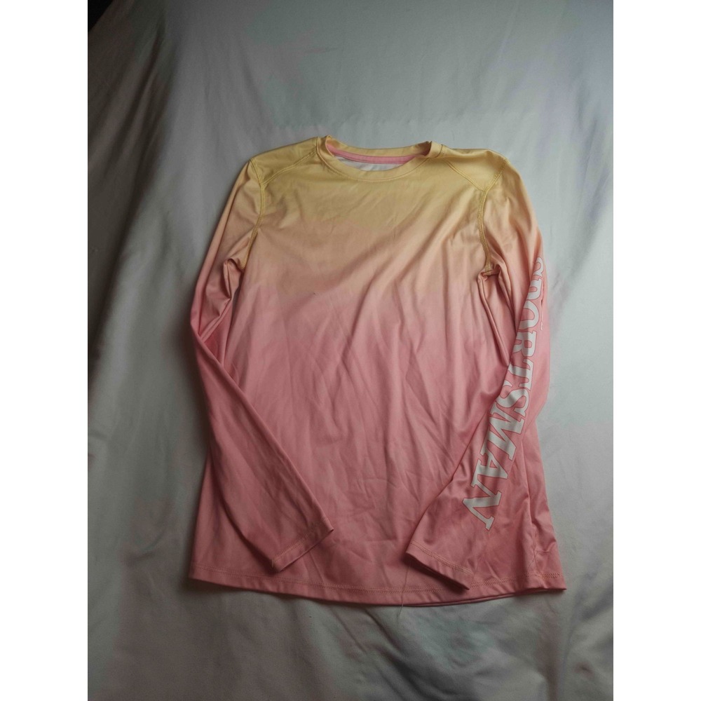 World Wide Sportsman Shirt Womens Size XS Pink Yellow Ombre Knit Sun UV Fishing